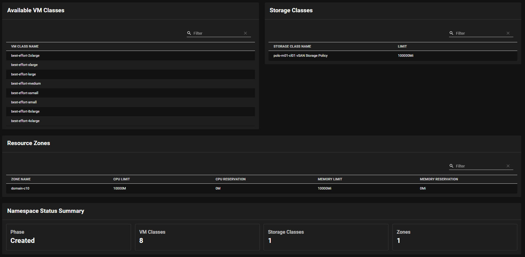 CCI Supervisor Namespace Details 2